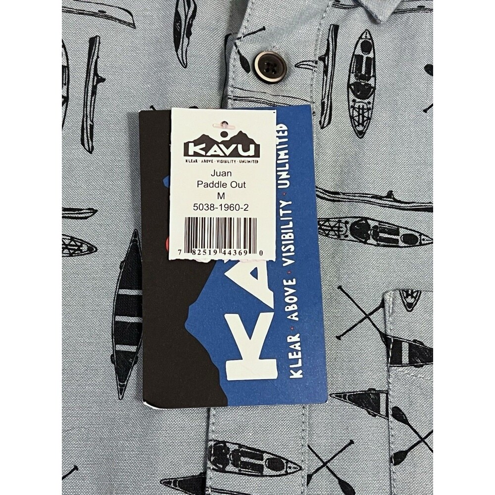 KAVU Juan Paddle Out Blue Button Down Shirt Cotton Preppy Outdoors Men's M NWT - Picture 5 of 10
